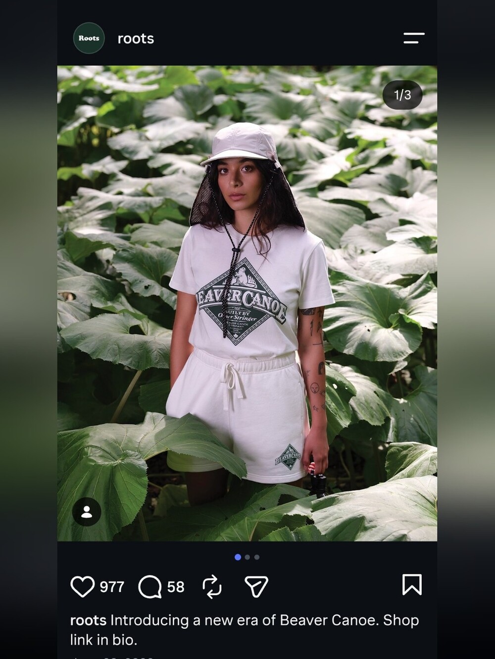 Roots White Beaver Canoe Graphic Short Sleeve Tee S Limited Edition